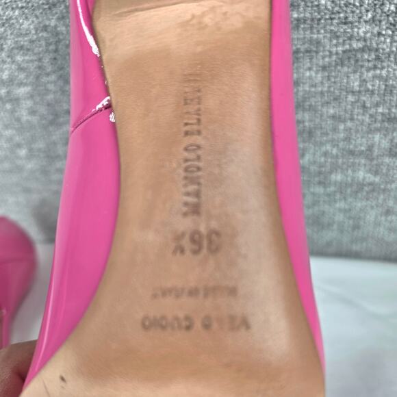 MANOLO BLAHNIK WOMEN'S HOT PINK PATENT LEATHER HEEL PUMPS SIZE 6.5 STYLE 58266 - Picture 8 of 14